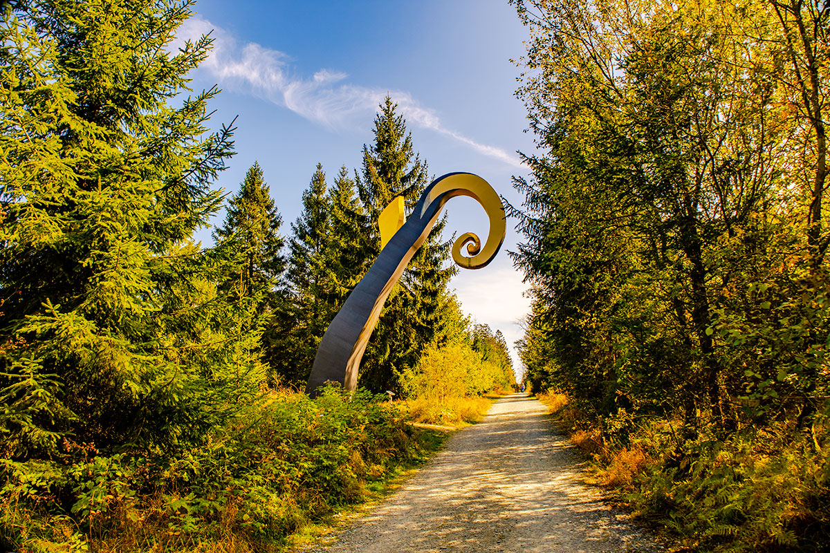 Bild des Krummstabs am WaldSkulpturenWeg in Schmallenberg-Schanze